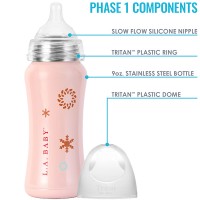 LA BABY Ultimate Insulated Baby Bottle 9 oz - Petal Pink‎